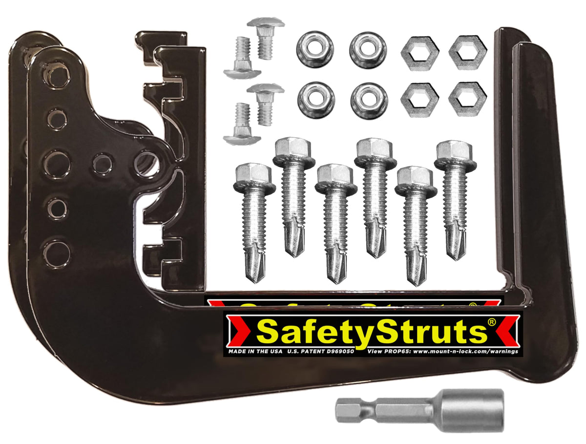 Mount-n-Lock front packaging showing SafetyStruts kit benefits