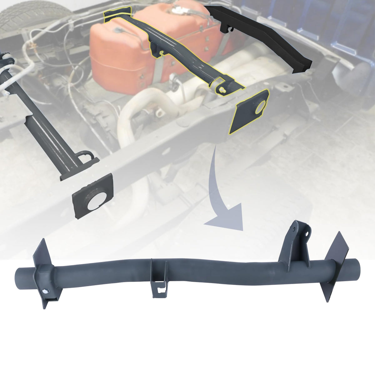 Mountainpeak crossmember front view showing precise fit and alignment benefit