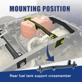 Mountainpeak crossmember next to ruler showing correct dimensions and fitment benefit