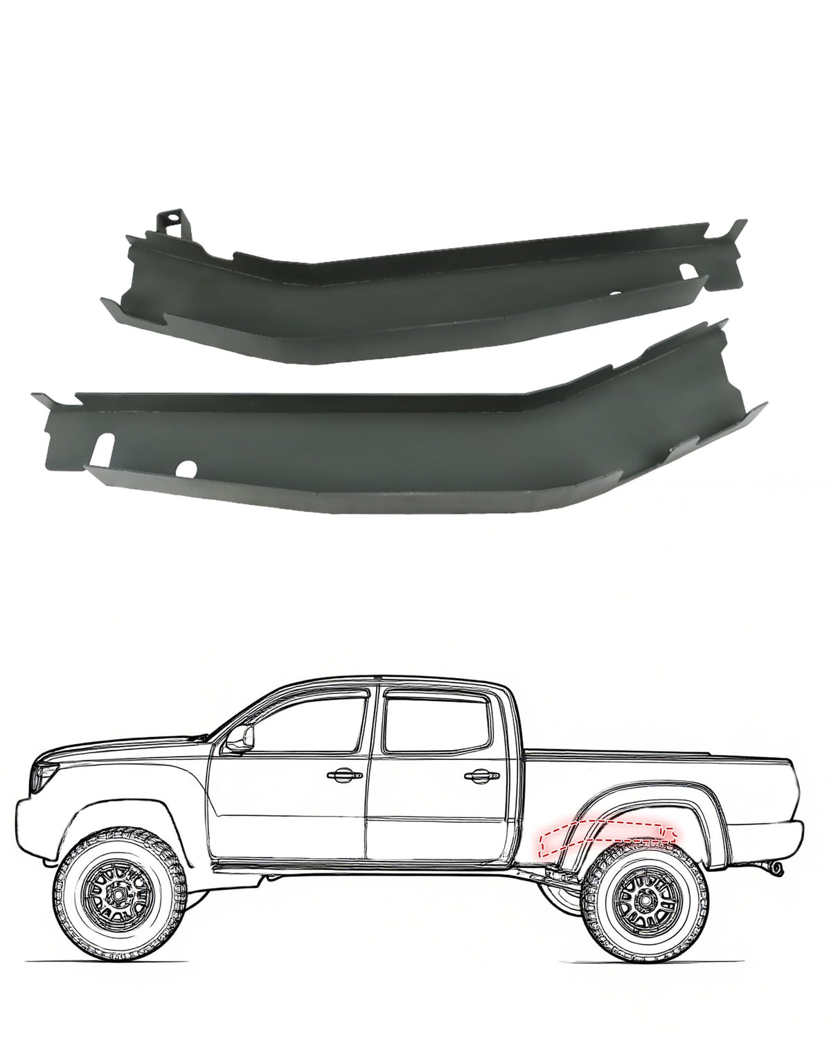 Mountainpeak front view of 35.5-inch mid rear frame section showing fit
