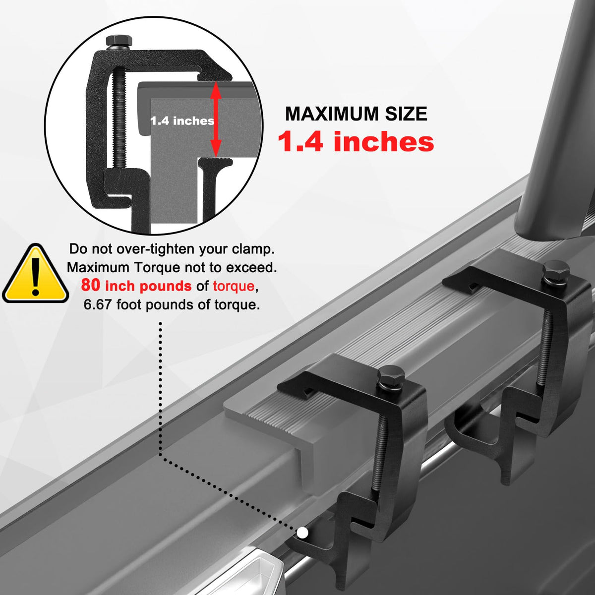 moveland clamp installed on truck rail showing secure no-drill fit for preserved truck finish