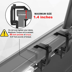 moveland clamp installed on truck rail showing secure no-drill fit for preserved truck finish