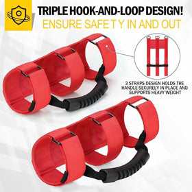 moveland handles installed on a Jeep roll bar demonstrating easy tool-free fit and reliable support