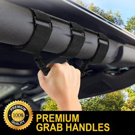 moveland grab handle installed on Jeep roll bar improving entry support