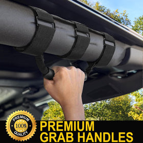 moveland mounted on Wrangler roll bar demonstrating secure fit and added passenger stability