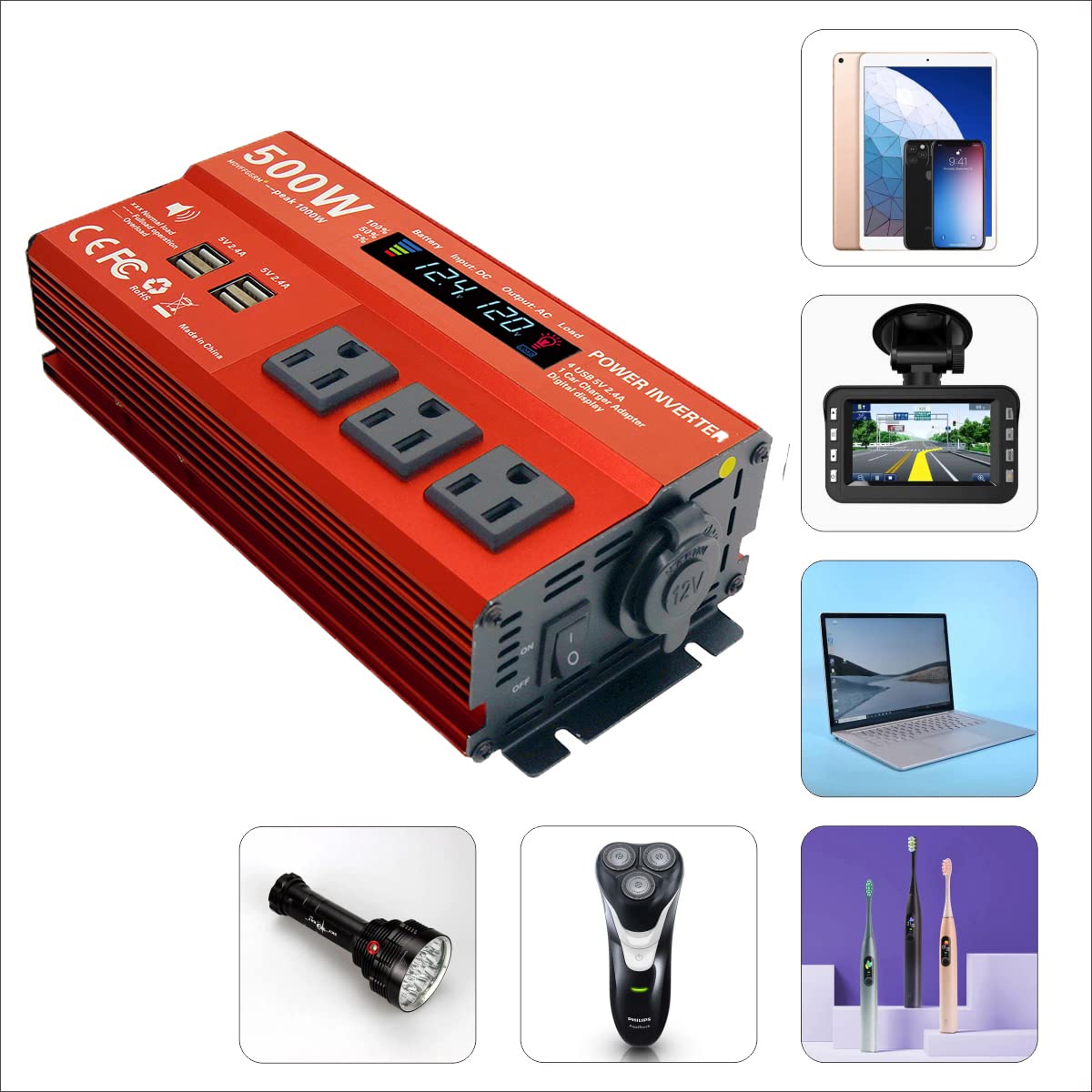 MOVFFGGRM cigarette lighter plug and battery clips for flexible power input