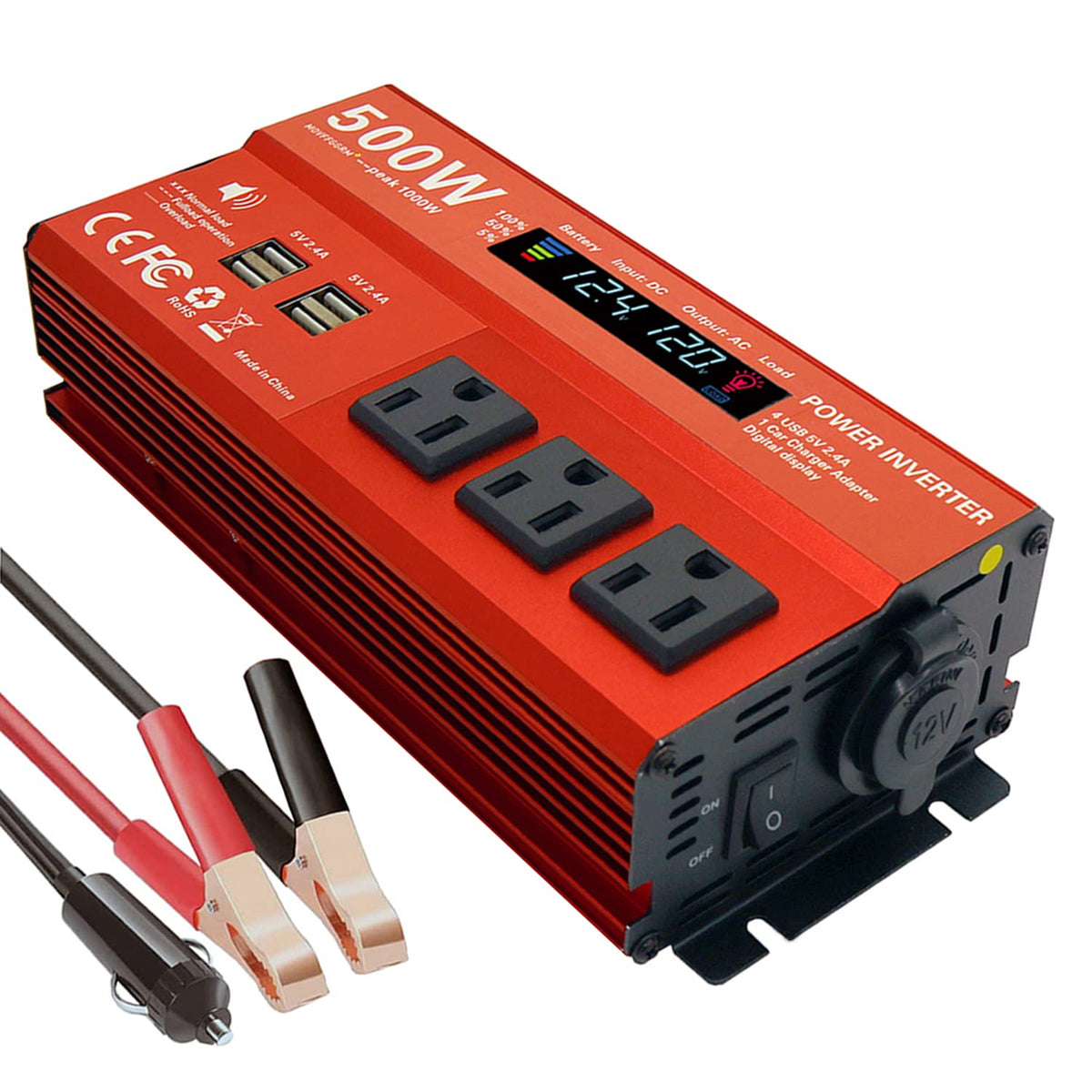 MOVFFGGRM front panel showing three AC outlets and ports for versatile powering