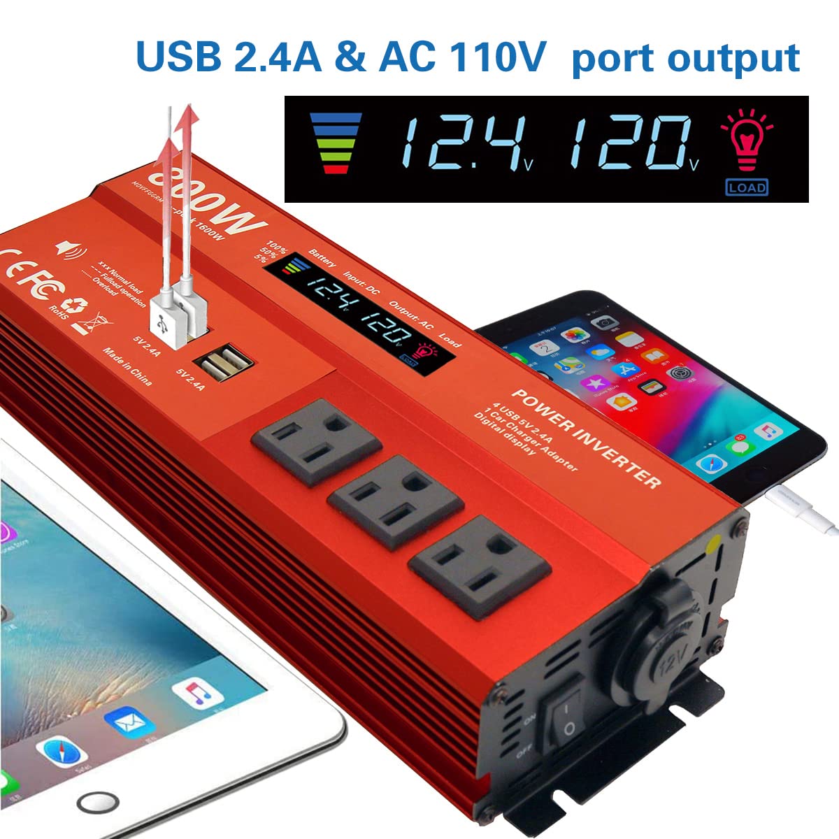 MOVFFGGRM USB ports and cigarette lighter plug close-up enabling fast device charging