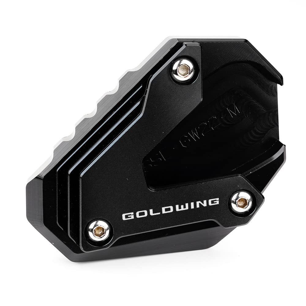 MOWOK installed on Goldwing kickstand demonstrating larger footprint for safer parking
