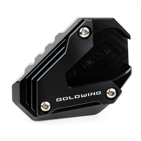 MOWOK installed on Goldwing kickstand demonstrating larger footprint for safer parking