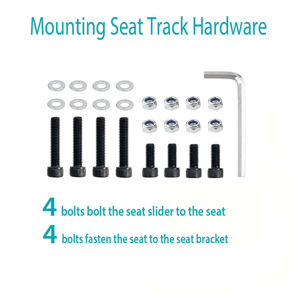 moyzxc seat slider under-seat installation view showing bolt locations and easy integration benefit