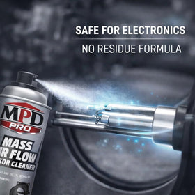 MPD PRO being sprayed onto MAF sensor in a workshop to restore performance