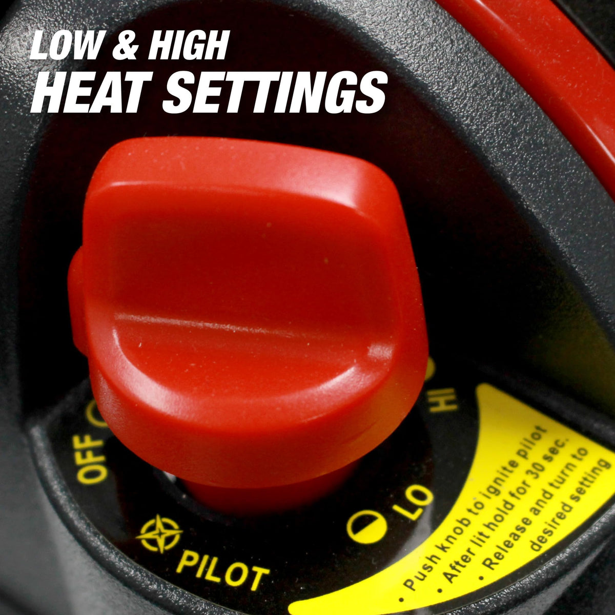 Mr Heater top view showing grill and knob for simple temperature selection benefit
