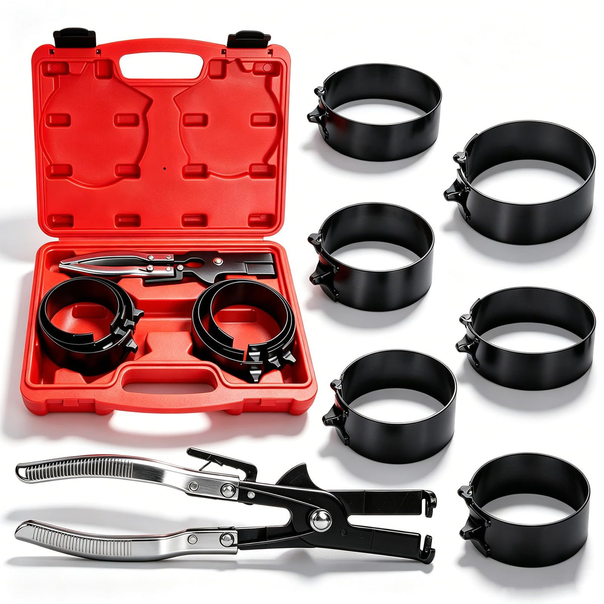 MR CARTOOL front packaging showing complete piston ring compressor kit for easy identification