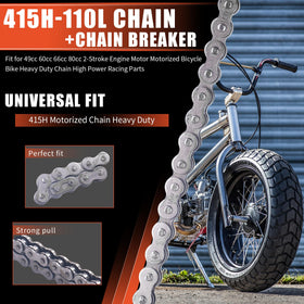 MRELC chain installed on a motorized bike illustrating correct fit and drivetrain smoothness