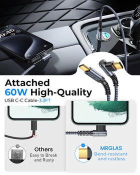 MRGLAS 3.3ft right-angle USB-C cable full length for convenient device placement
