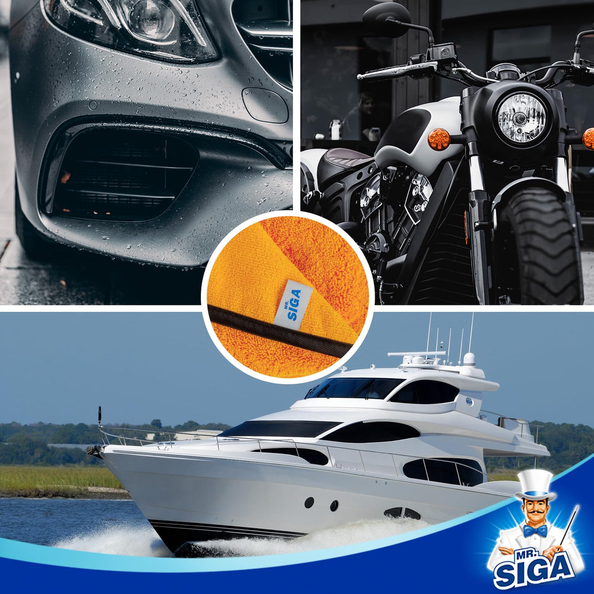 MR.SIGA drying a large car panel quickly with high absorbency