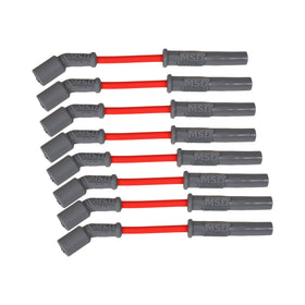 MSD 32819 front packaging showing complete red wire set and fitment benefit