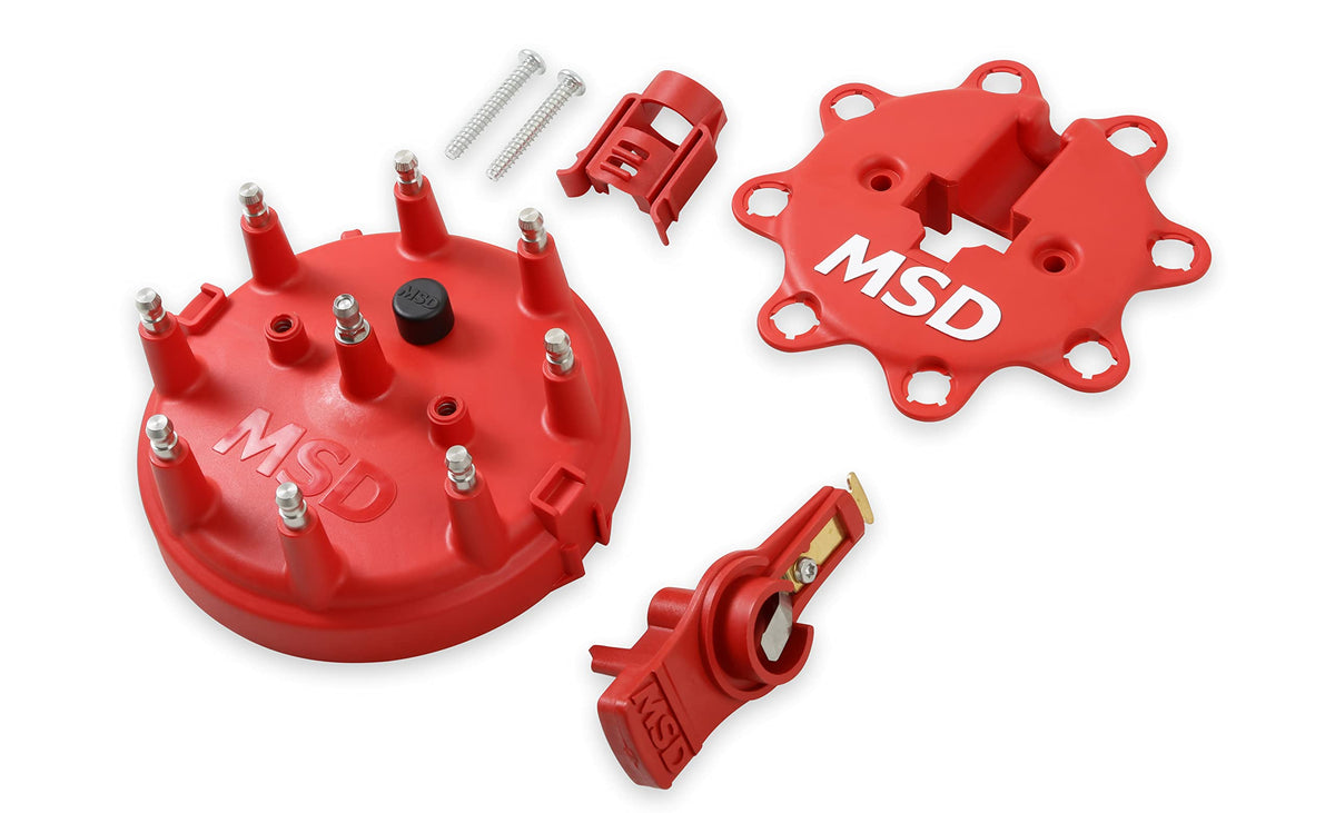 MSD 8482 front packaging showing red cap and rotor, assures correct fit
