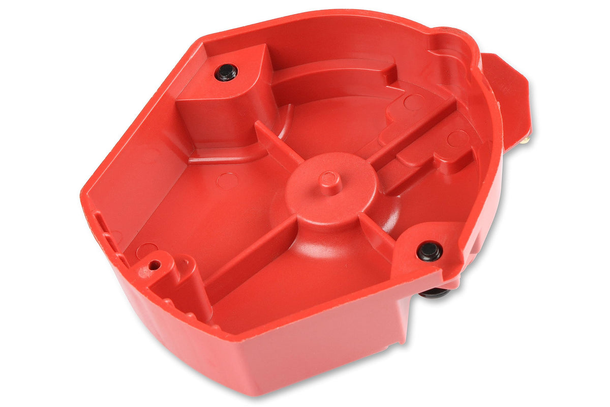 MSD red cap texture detail emphasizing durable finish and visibility benefit