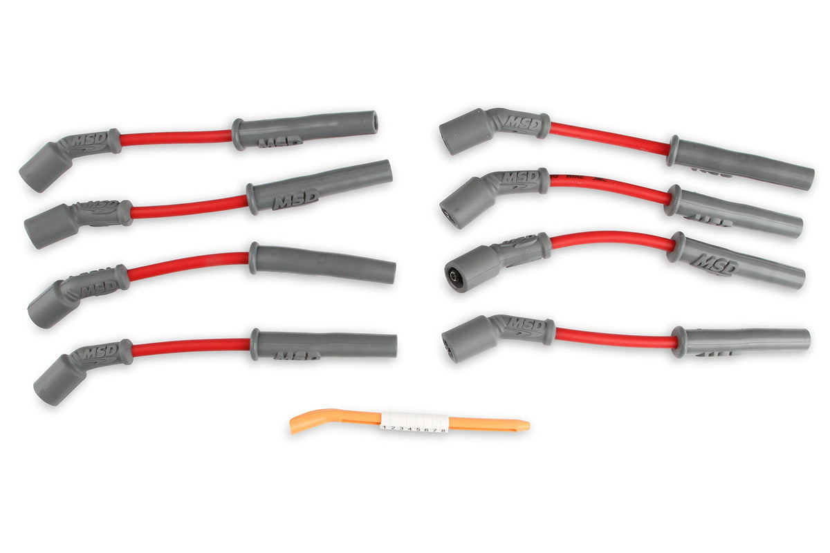 MSD red ignition wire jacket closeup showing durable texture and heat resistance