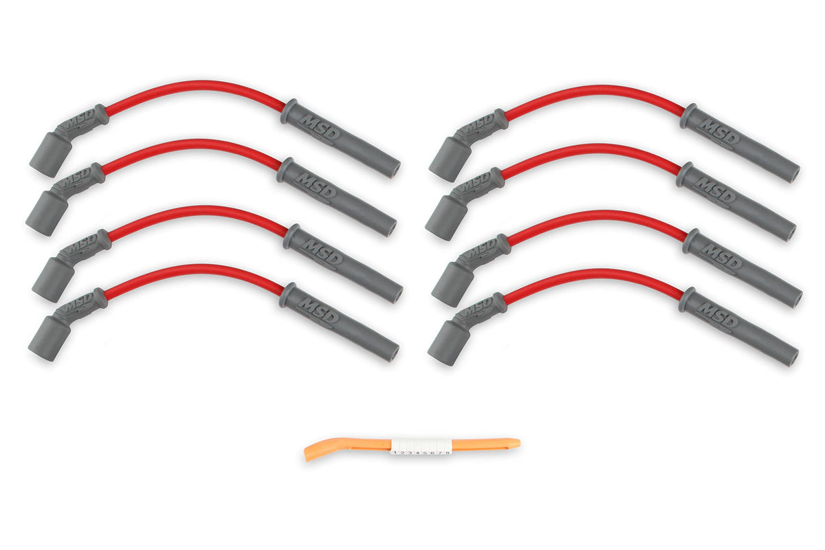 MSD red 8.5mm wires close-up showing durable jacket texture and visibility