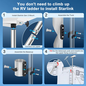 Mskekit detachable telescoping pole folded compact for easy storage