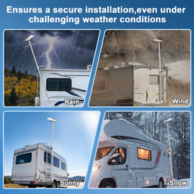 Mskekit Starlink Mini on pole at campsite improving antenna line-of-sight