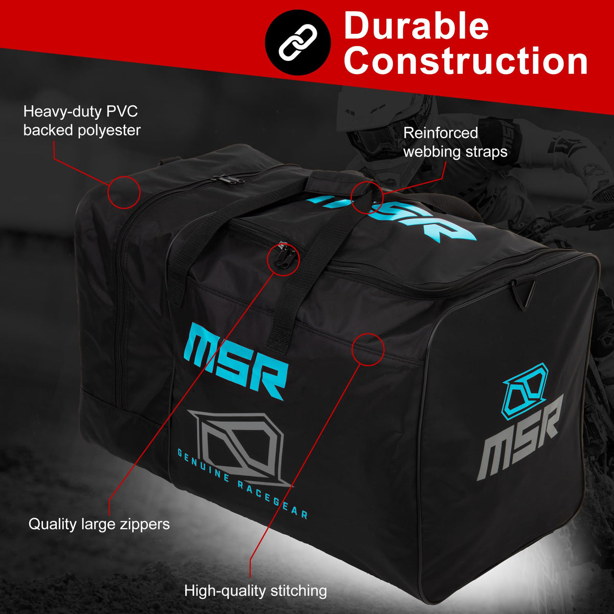 MSR gear bag handle detail highlighting reinforced stitching for durability