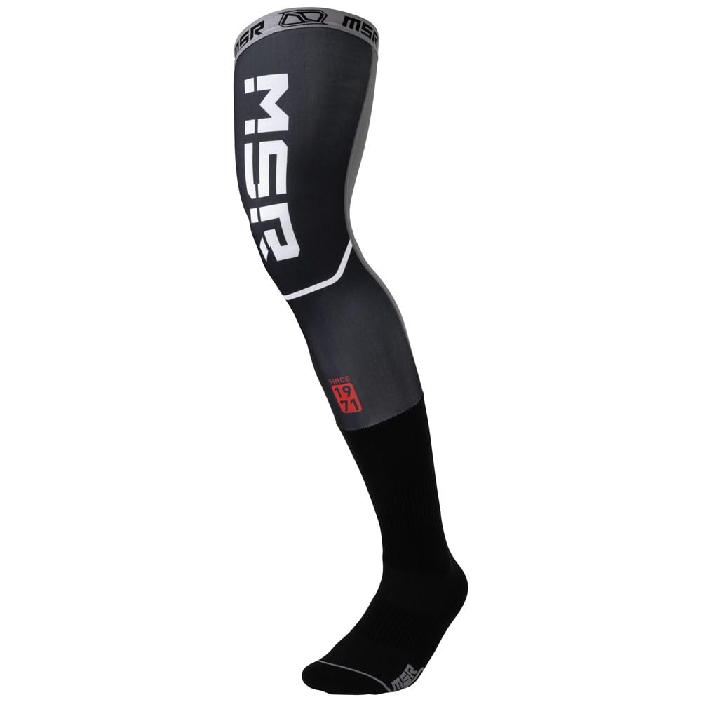 MSR Moto extra tall socks front view showing length and fit benefits