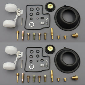 MTCCARB front packaging showing full two-carburetor rebuild kit, clear parts layout and fitment