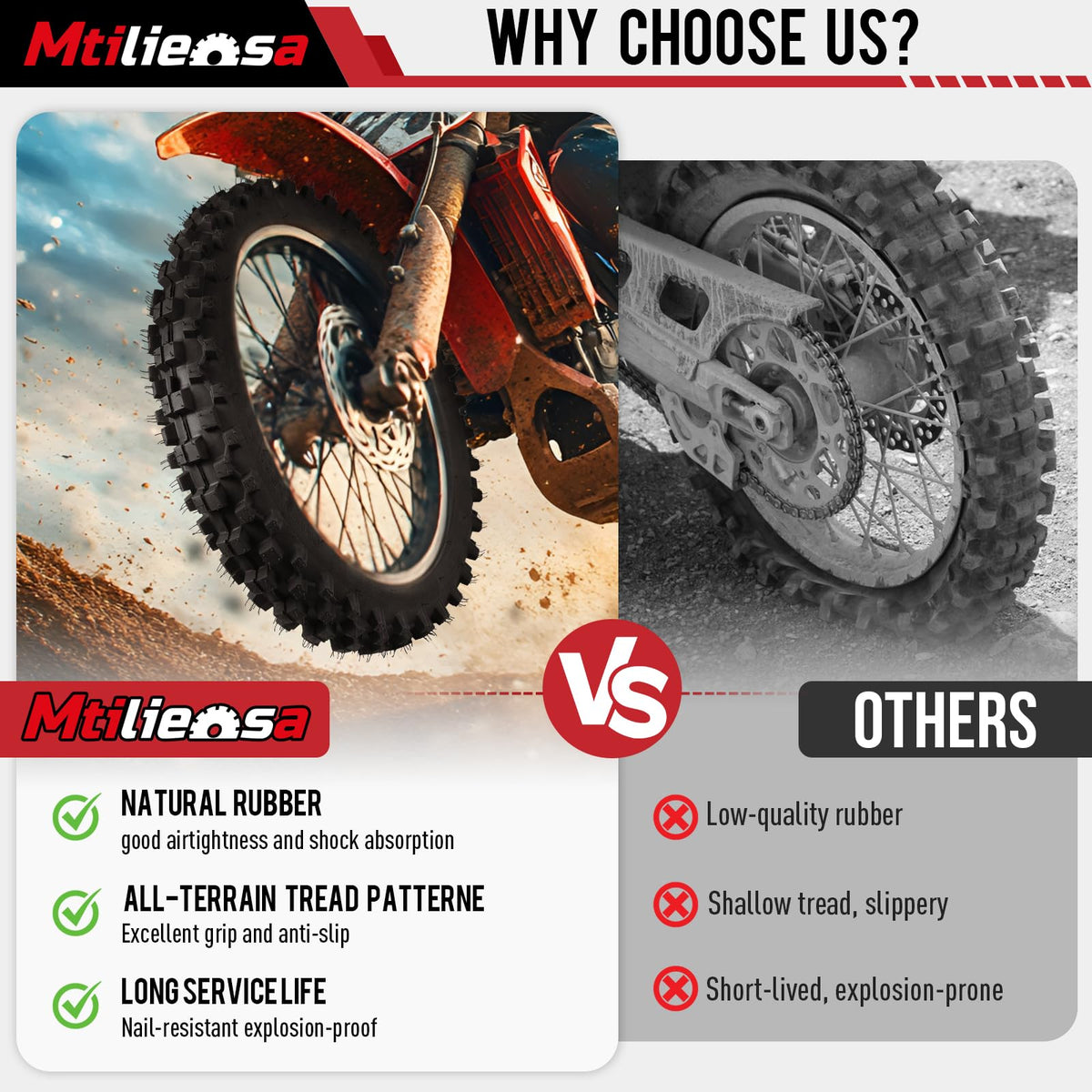Mtilieosa tire mounted on a 12-inch rim demonstrating proper fit and wheel assembly