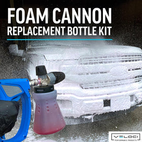 MTM Hydro foam cannon in use producing thick foam for better surface coverage
