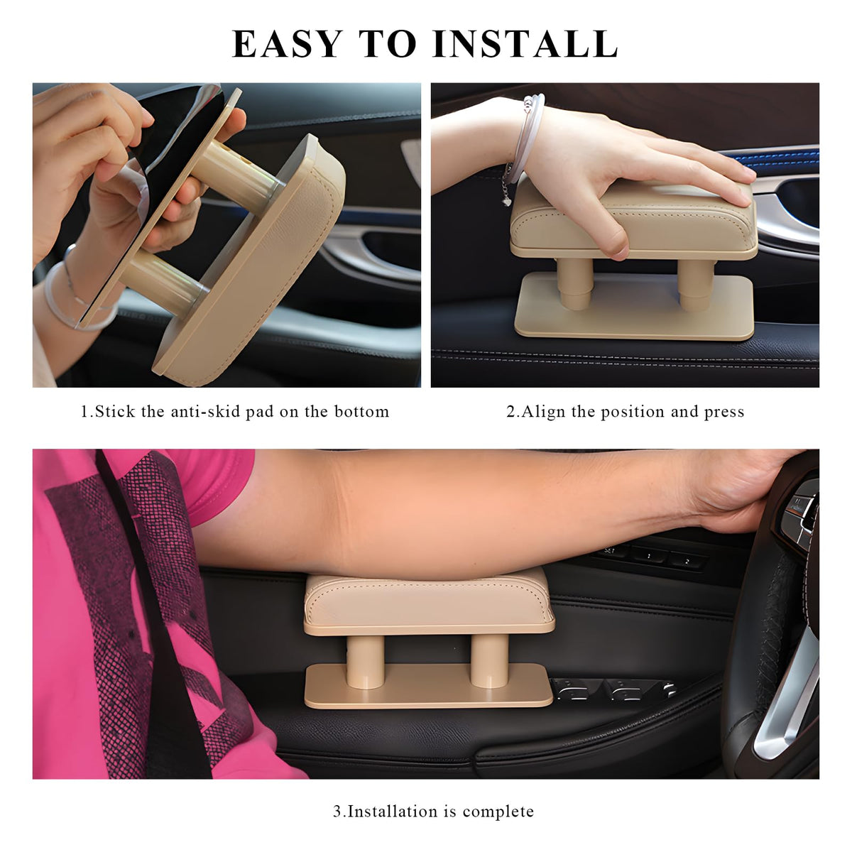 MTRPS installed on car door armrest demonstrating added support benefit