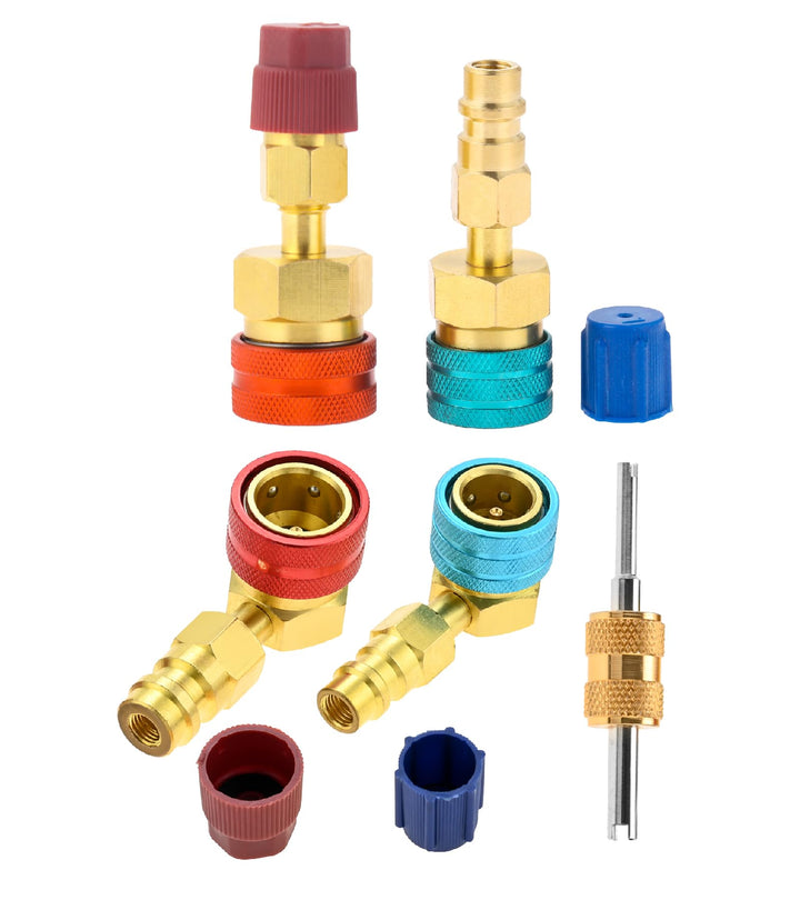Mtsooning front view of adapter kit showing color-coded couplers and caps for fast identification