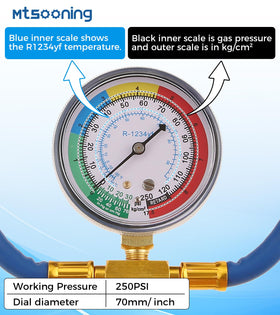 Mtsooning close-up of color-coded 200 PSI gauge for clear pressure readings benefit