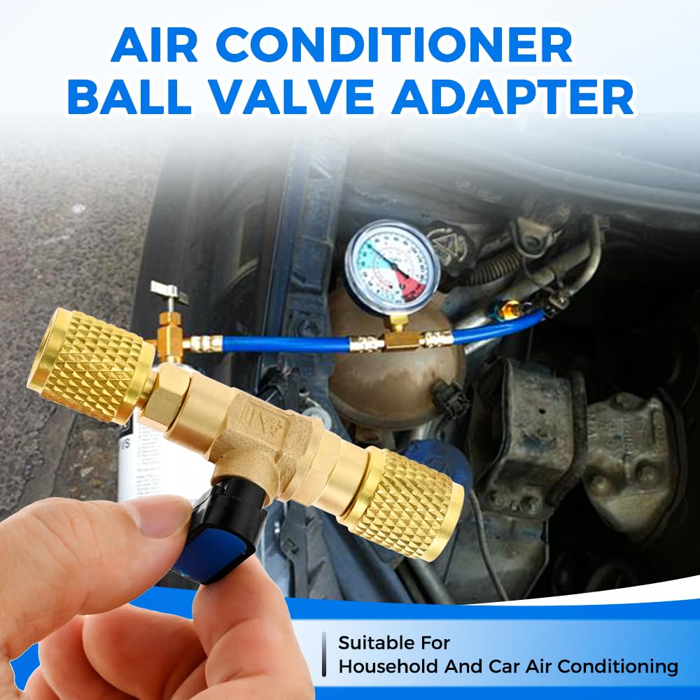 Mtsooning adapter connected to an AC manifold gauge demonstrating secure service use