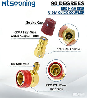 Mtsooning adapter connected during vehicle A/C service demonstrating compatibility and convenience