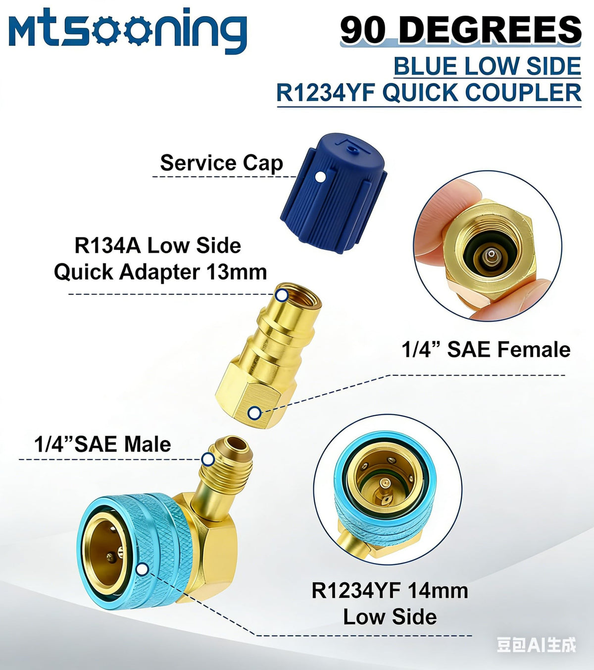 Mtsooning protective cap and label protecting fittings and preventing contamination during storage