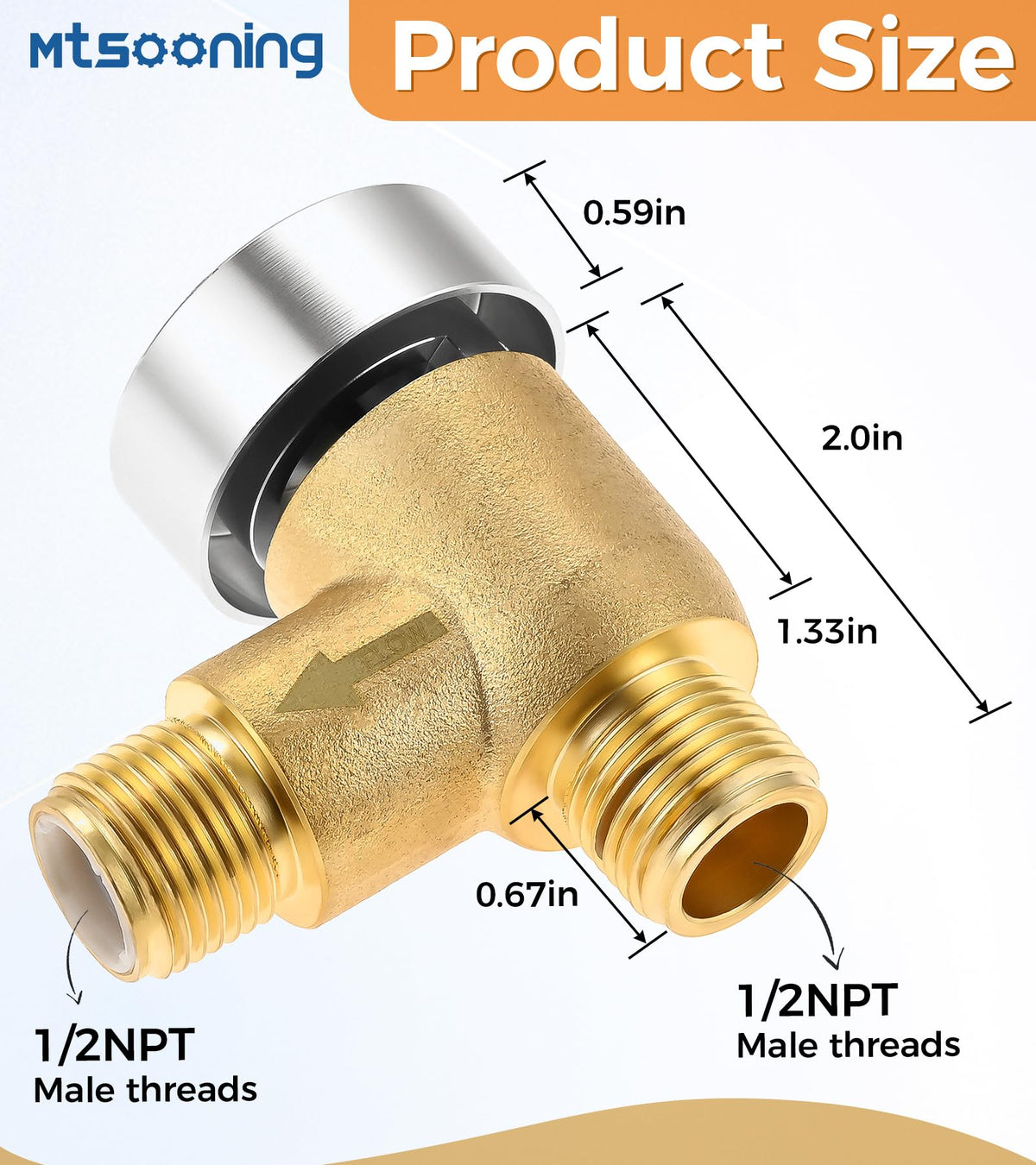 Mtsooning valve next to ruler size comparison for easy fit verification