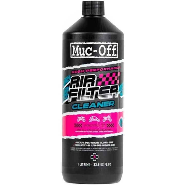 Muc-Off bottle front label showing cleaner and easy biodegradable maintenance benefit