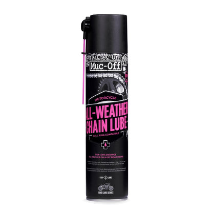 Muc-Off front can showing 400ml label and weatherproof claim