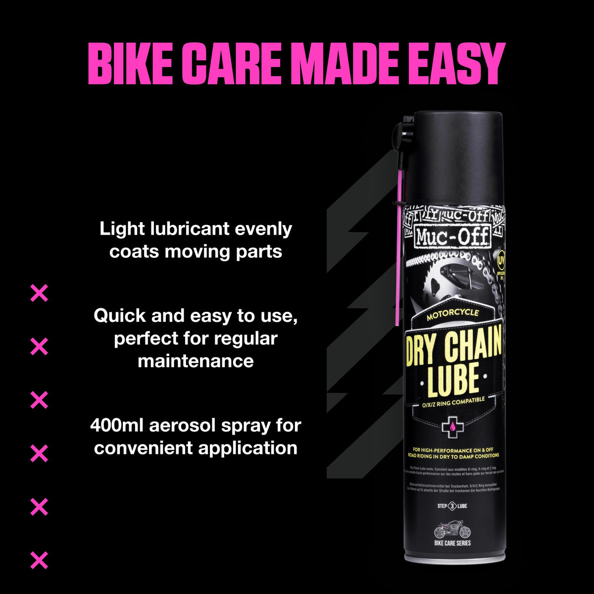 Muc-Off back label with instructions and features for informed user guidance