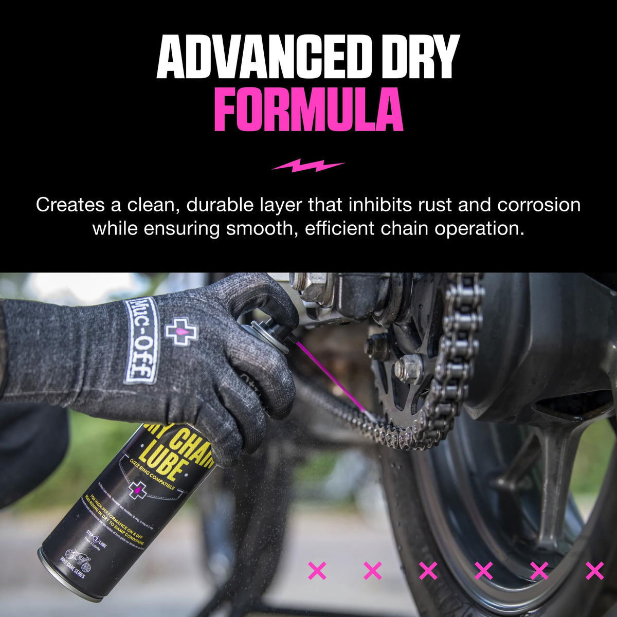 Muc-Off cured dry-film detail showing even low-friction coating for durability
