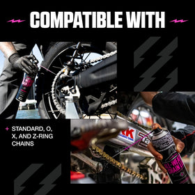 Muc-Off UV dye glowing to confirm full lubrication coverage