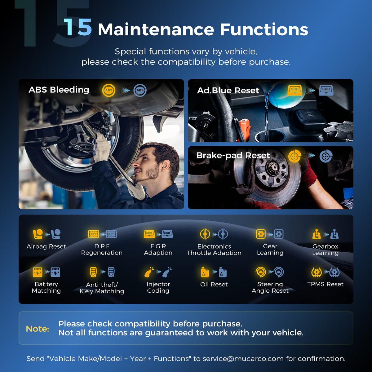 mucar touchscreen displaying live engine and transmission data for quick troubleshooting