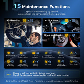 mucar touchscreen displaying live engine and transmission data for quick troubleshooting
