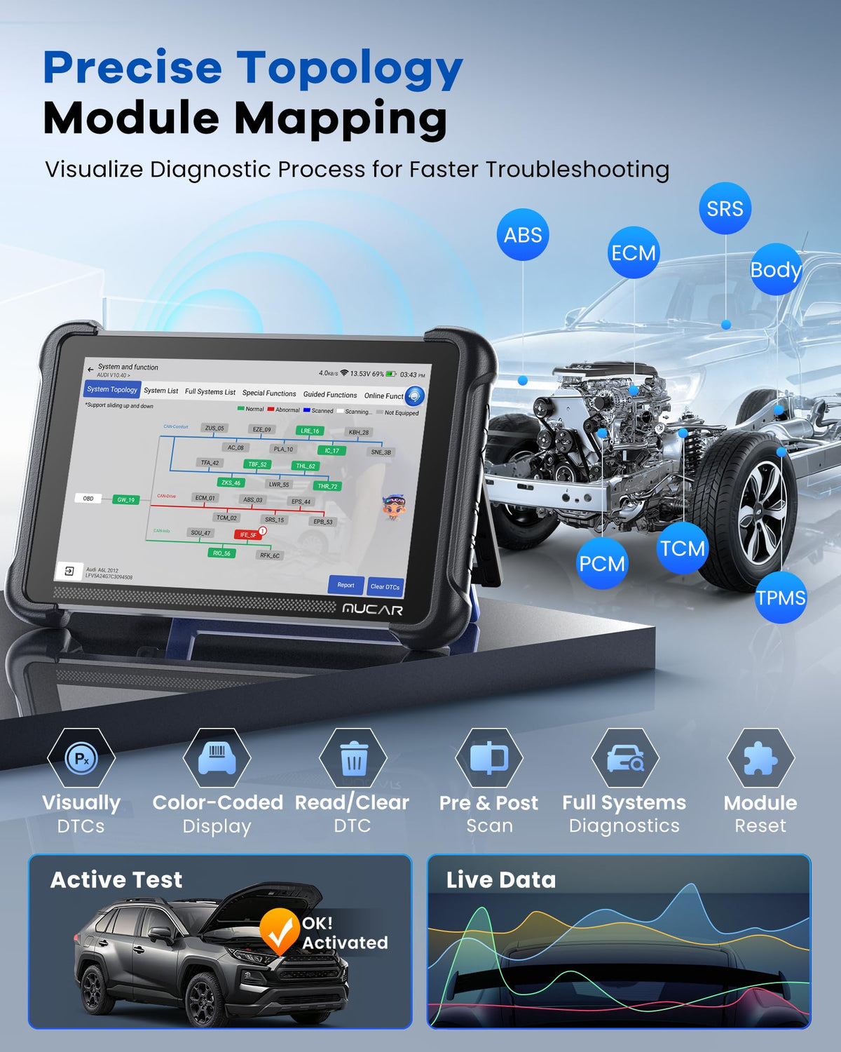 MUCAR 892BT PRO held in hand to show compact size and rugged portability benefit