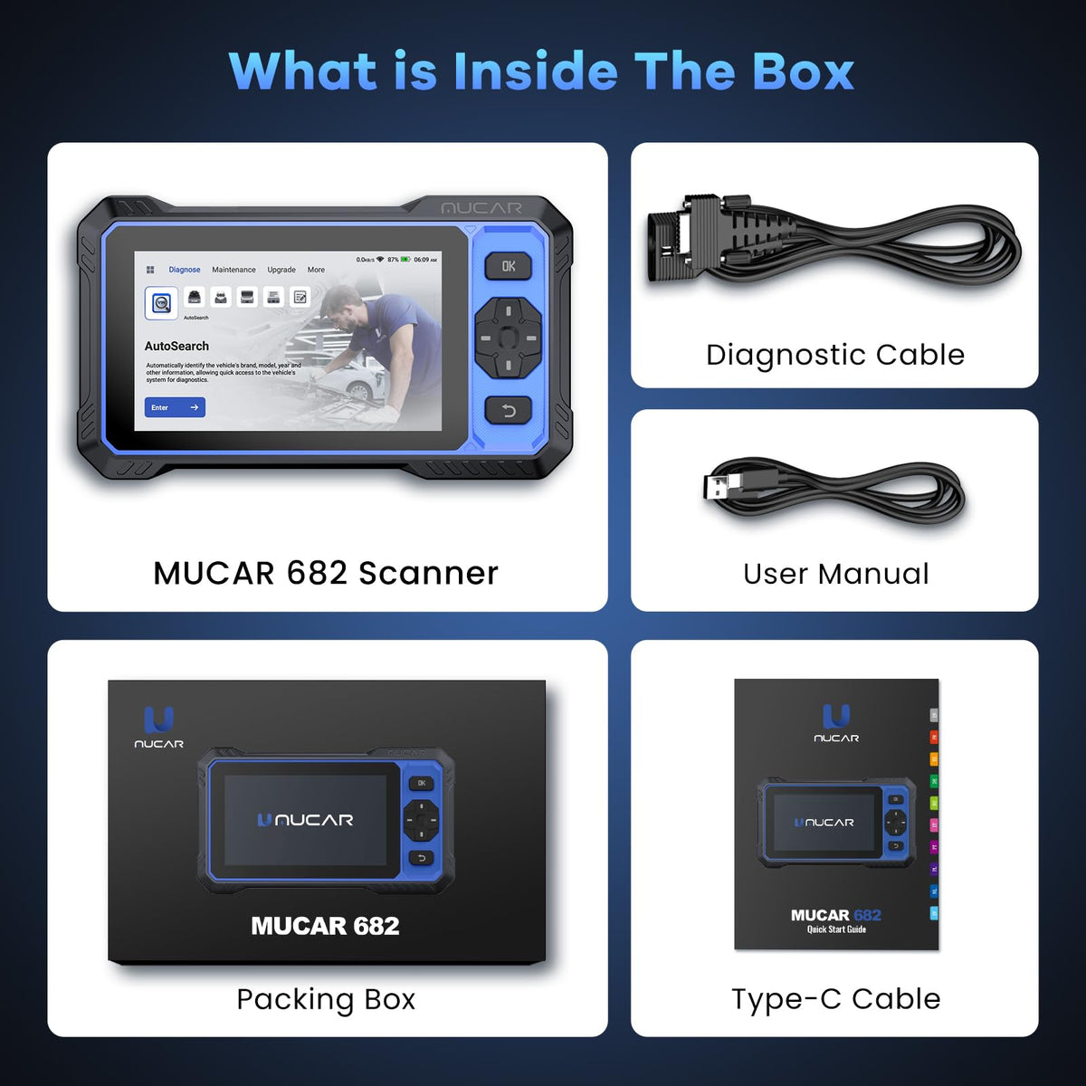 mucar boxed package staged in garage for gift or professional purchase