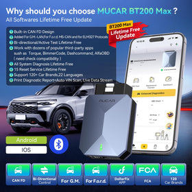 mucar bt200 max active test screen showing bidirectional command and faster diagnosis